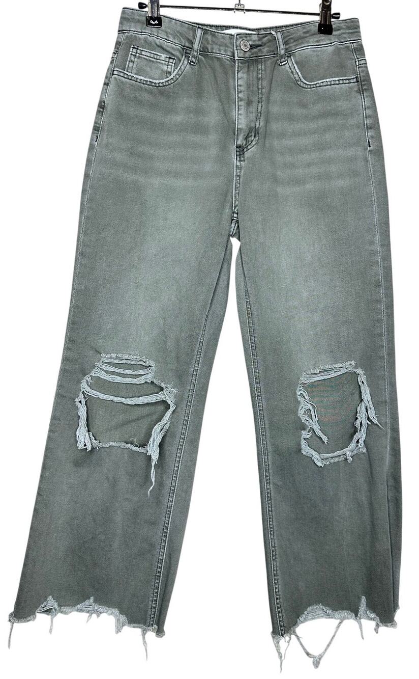 Vervet Beetle Green Super High Rise 90s Vintage Crop Flare Jeans Size 26
